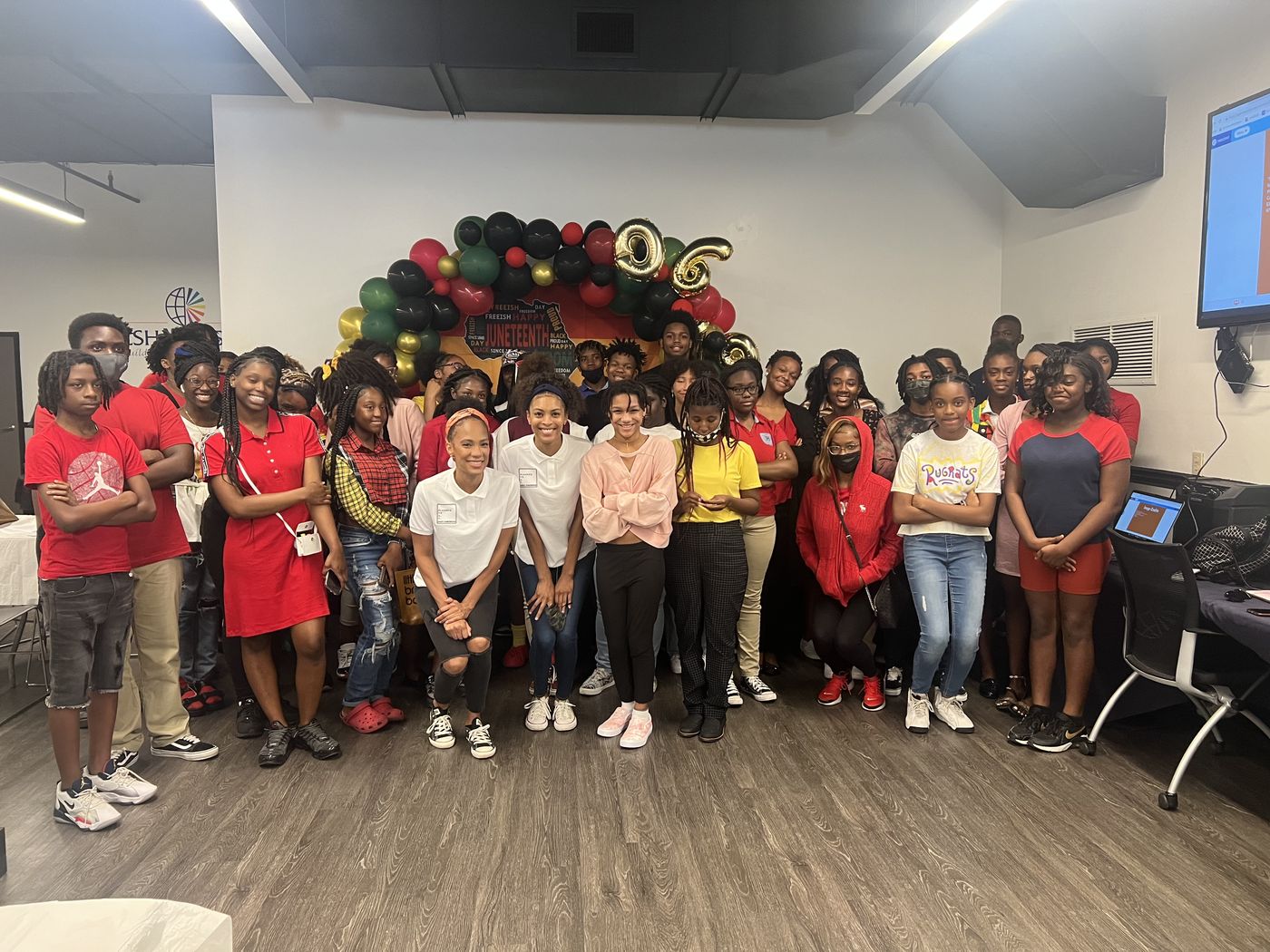 FreshFutures students gathered in the community room at the Weaver Center