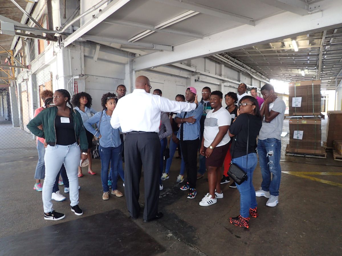 FreshFutures students touring a worksite during the paid summer internship