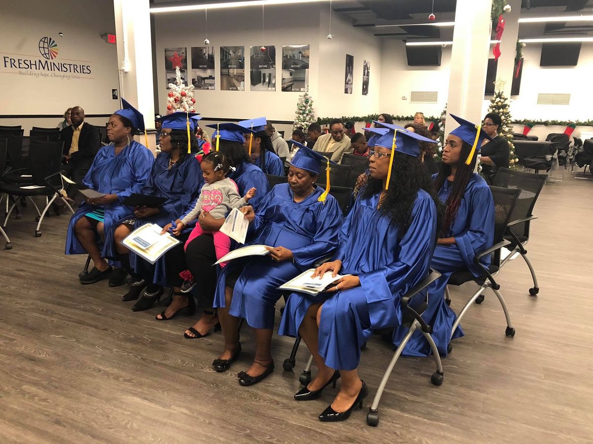 The LifePoint graduating class together at the ceremony