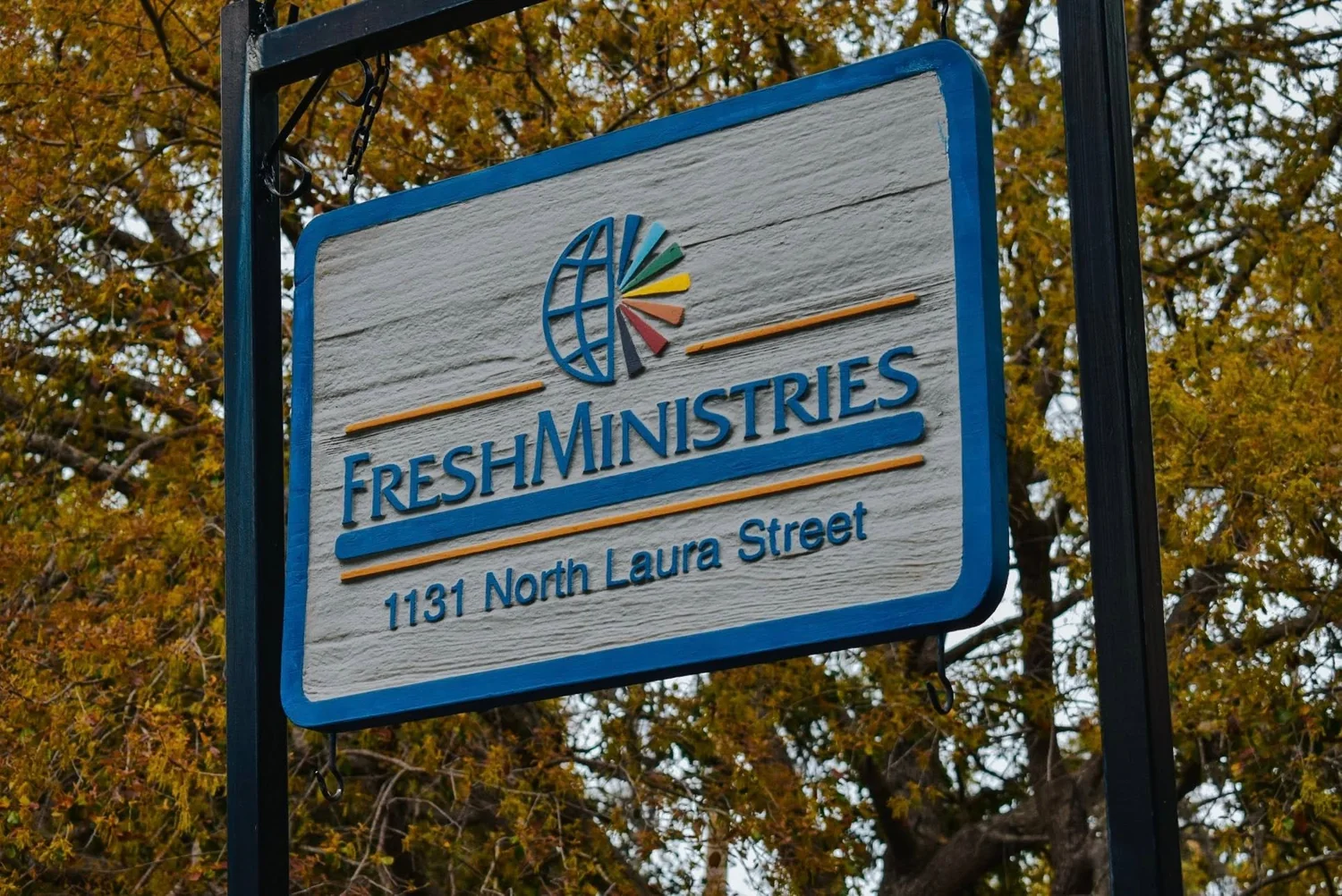 The FreshMinistries sign at 1131 North Laura Street